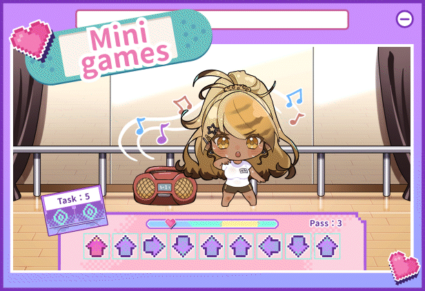 Antara muka chat neon pink dengan avatar virtual