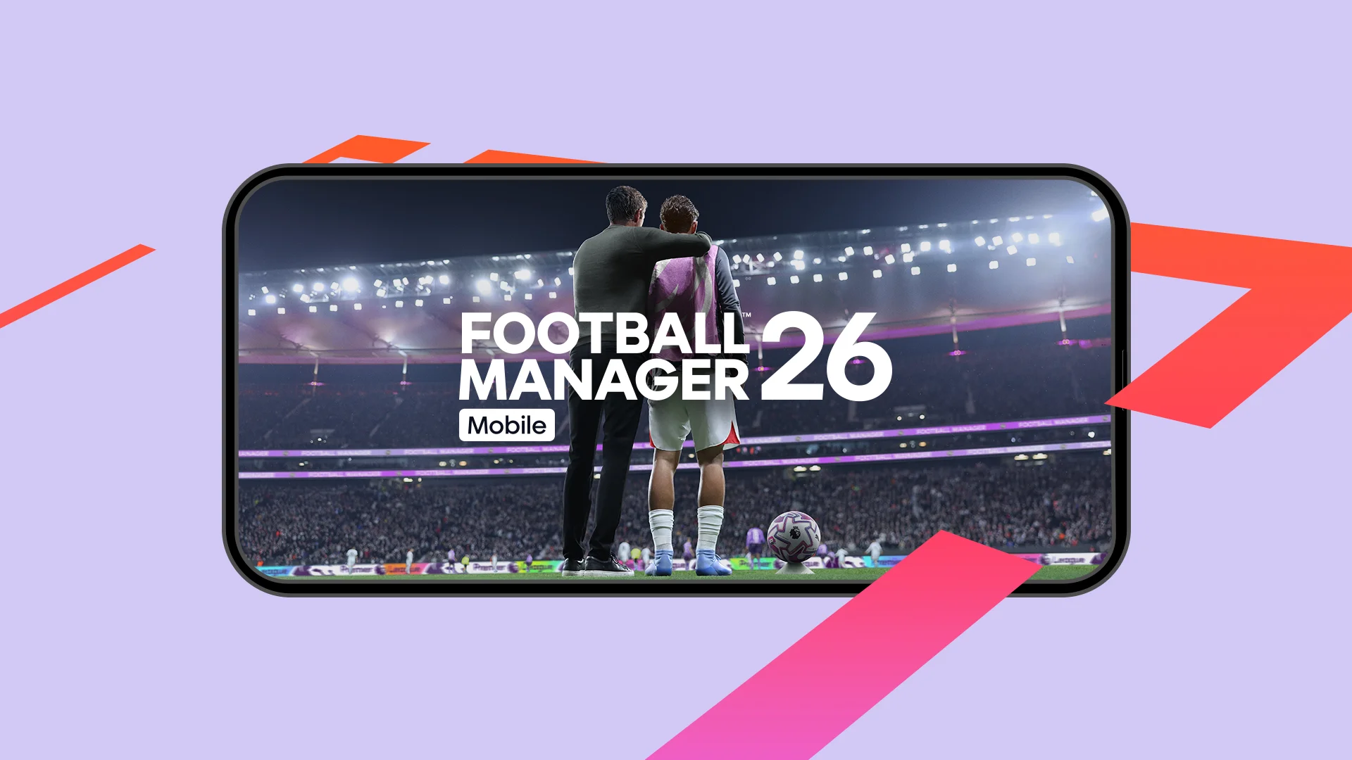 โทรศัพท์มือถือแสดงภาพ Football Manager 26 Mobile